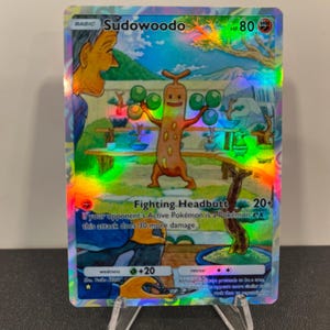 Carta de bolso holográfica Pokémon TCG de Sudowoodo feita por você mesmo - Detalhes nítidos!