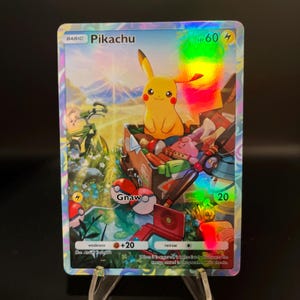 Carta de bolso holográfica Pokémon TCG Pikachu feita por você mesmo - Detalhes nítidos!