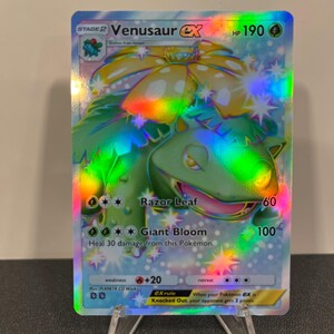 Cartão de bolso autoproduzido do Pokémon TCG Holográfico Venusaur ex-brilhante - Detalhes nítidos!