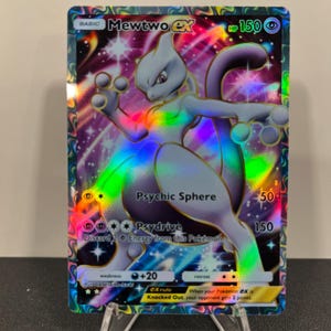 Mewtwo ex Alt Art Holográfico Pokémon TCG Carta de Bolso Feita por Você Mesmo - Detalhes Nítidos!