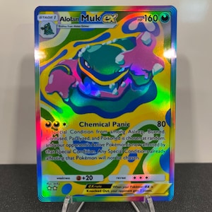 Carta de bolso Alolan Muk ex Holográfica Pokémon TCG feita por você mesmo - Detalhes nítidos!