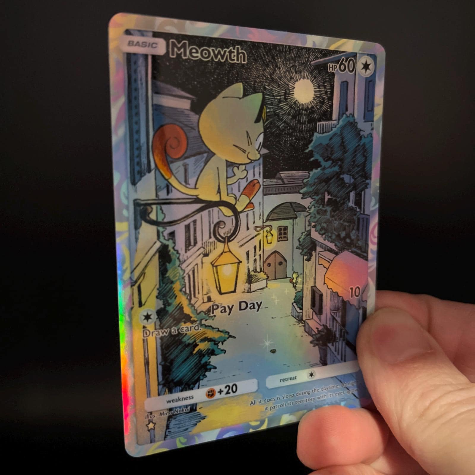 Meowth Holographic Pokmon TCG Pocket Self Made Card - Sharp Details! - Etsy