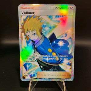Carta de bolso holográfica Pokémon TCG do Treinador Volkner, feita por você mesmo - Detalhes nítidos!