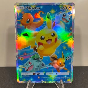 Pikachu (Charmander, Squirtle, Bulbasaur, Eevee) Cartão promocional holográfico Pokémon TCG de bolso feito por você mesmo - Detalhes nítidos!
