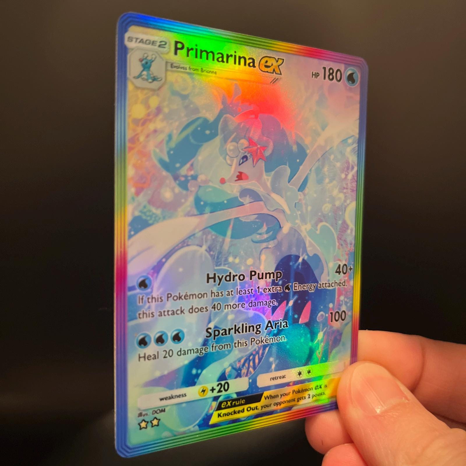 primarina pokemon cards 41/149 Sun Moon - Rare - Evolution Card lot Art Rare Number Primarina Ex Fan-made Holographic Pokmon