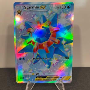 Carta de bolso Pokémon Holográfico TCG Starmie ex Shiny feita por você mesmo - Detalhes nítidos!
