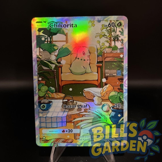 Chikorita - Holo Fan Card Pokmon TCG Pocket Art | Wisdom of Sea and Sky  (A4) - Etsy