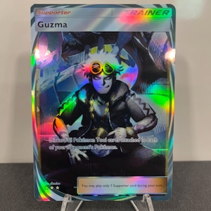 Carta de bolso imersiva rara de Pokémon holográfico TCG do Treinador Guzma, feita por você mesmo - Detalhes nítidos!