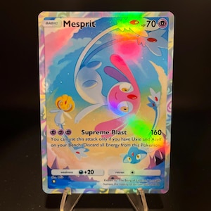Carta de bolso Pokémon Holográfica Mesprit TCG feita por você mesmo - Detalhes nítidos!