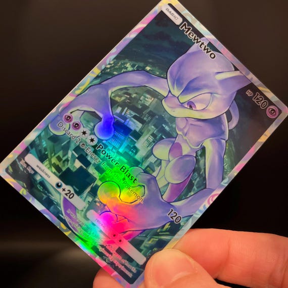 Mewtwo Holographic Pokmon TCG Pocket Self Made Card - Sharp Details! - Etsy