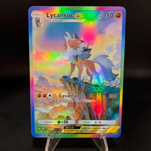 Carta de bolso Pokémon Holográfico TCG Lycanroc ex feita por você mesmo - Detalhes nítidos!