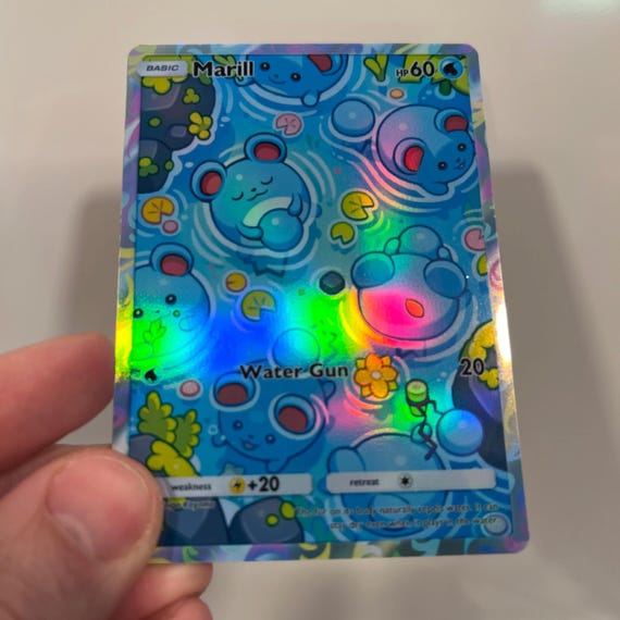 Marill Holographic Pokmon TCG Pocket Self Made Card - Sharp Details! - Etsy