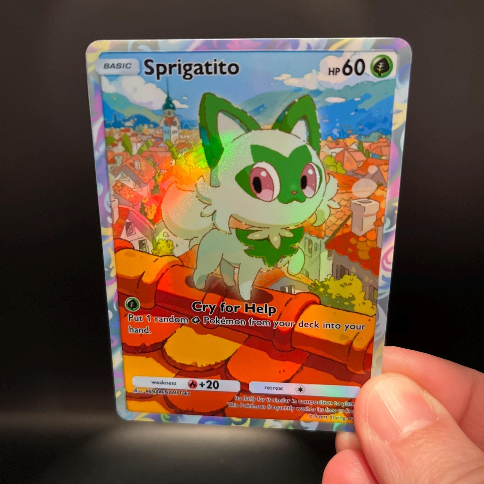 basic sprigatito pokemon card PSA 9 PALDEAN FATES BLACK STAR PROMO 076 MINT US RarityIllustration Rare Hit Points60 HP Grass Gather Sunlight Search your deck for up to 2 Basic Energy cards I made a Sprigatito Card