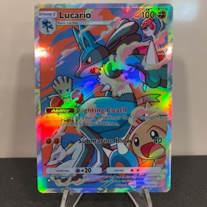 Carta de bolso Lucario Holográfica Pokémon TCG feita por você mesmo - Detalhes nítidos!