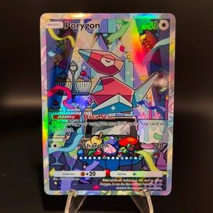 Carta de bolso holográfica Pokémon TCG Porygon feita por você mesmo - Detalhes nítidos!