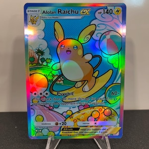 Raichu de Alola EX – Réplica holográfica premium de Pokémon / Inspirada en el juego de cartas coleccionables de bolsillo / Proxy de pantalla