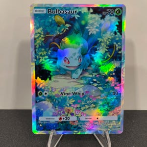 Carta de bolso Bulbasaur Holográfica Pokémon TCG feita por você mesmo - Detalhes nítidos!