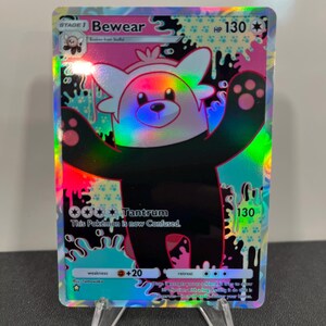 Carta de bolso holográfica Pokémon TCG da Bewear, feita por você mesmo - Detalhes nítidos!