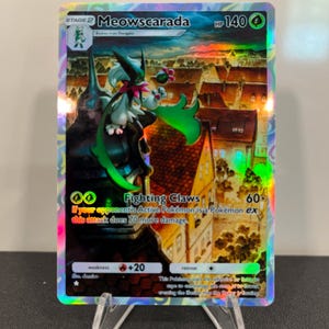 Carta de bolso Pokémon Holográfica Meowscarada TCG feita por você mesmo - Detalhes nítidos!
