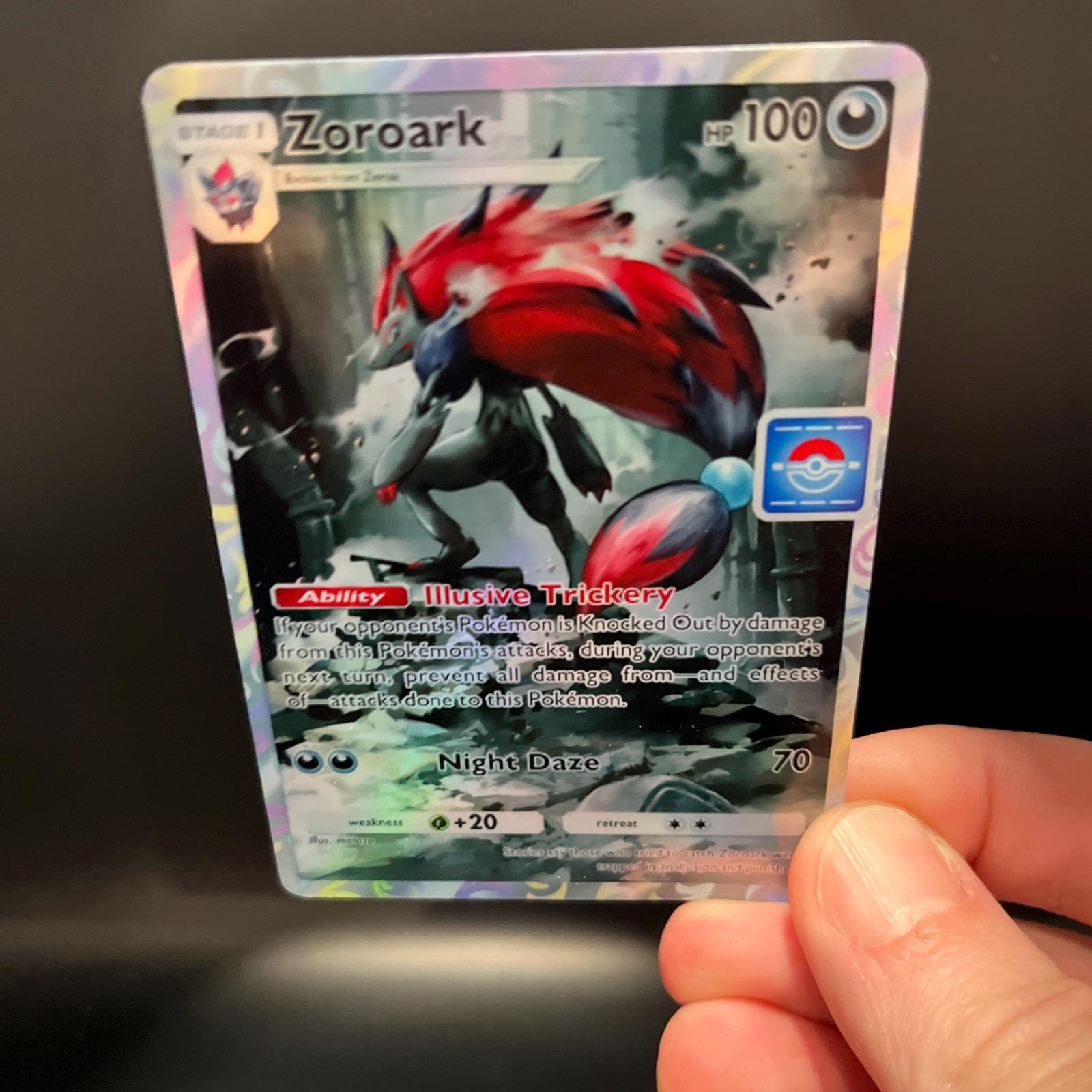 pokemon shiny zoroark card GX 77a/73 Full Art Holo Near Mint the trusted official grading guarantees its condition A painted Pokemon card commission