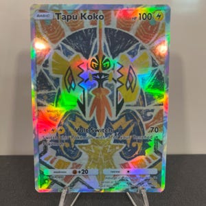 Carta de bolso holográfica Tapu Koko Pokémon TCG feita por você mesmo - Detalhes nítidos!