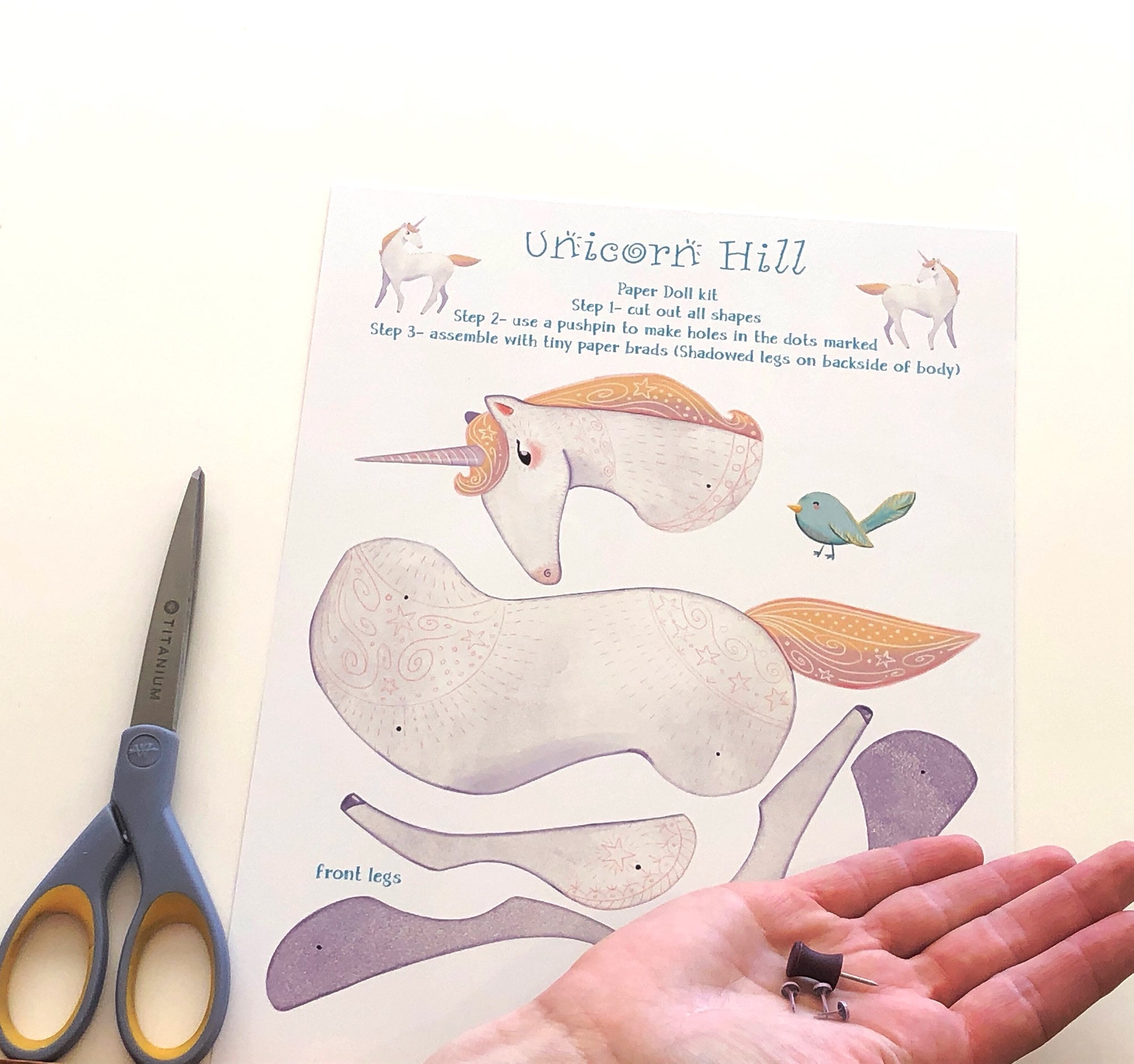 unicorn paper doll digital download articulated paper doll etsy