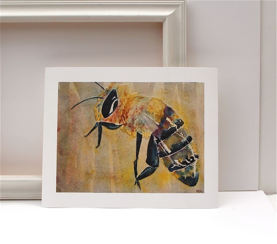 Download Honey bee watercolor painting yellow black fine art giclee ...