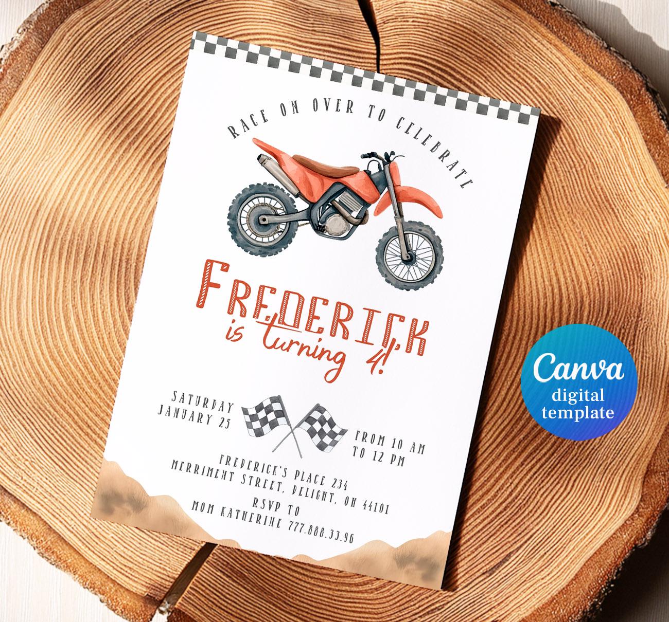 Motocross Birthday Invitation, Bike Birthday Invitation, Extreme ...