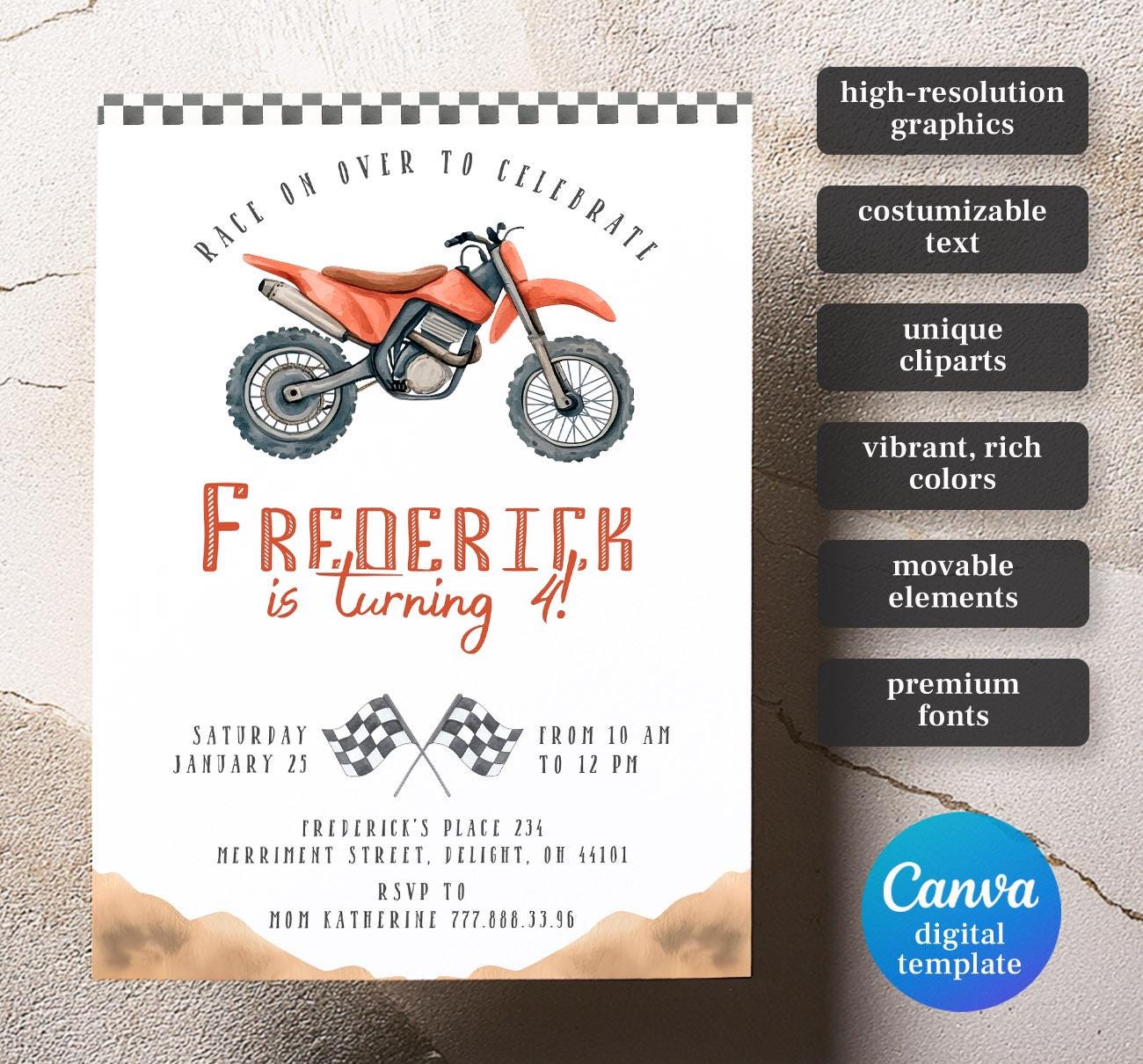 Motocross Birthday Invitation, Bike Birthday Invitation, Extreme ...