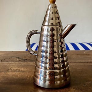 Rare Stella Archimede Moka Pot – Italian Espresso Maker 1970s – Stainless Steel Archimede Style – Vintage Brutalist Coffee Collectible