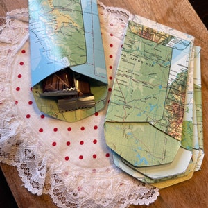 Vintage Map Envelopes, Party Favors, Envelope, Map, Repurposed, Handmade Item.