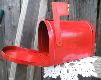 50% off this item, enter LOVE99 at checkout.  Red Mailbox, DIY Mailbox, Mail Box, Mailbox with Flag, Decoration, Child's Mail Box