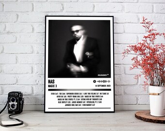 Poster Nas | Poster de l'album Magic 3 | Affiche de musique | Poster de la pochette de l'album | Décoration murale | Cadeau musique