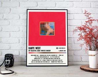 Poster Kanye West | Ma belle affiche d'album fantastique sombre et torsadée | Affiche de musique | Poster de la pochette de l'album | Décoration murale | Cadeau musique