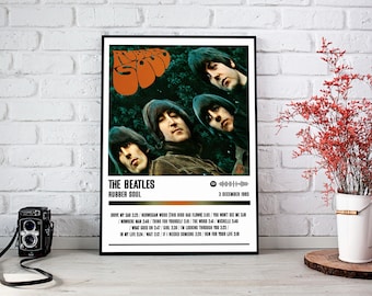 La copie d'affiche des Beatles | Poster d'album Rubber Soul | Affiche de musique | Poster de la pochette de l'album | Décoration murale | Cadeau musique