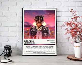 Juice Wrld affischtryck | Legends Never Die albumaffisch | Musikaffisch | Skivomslagsaffisch | Väggdekor | Musikgåva