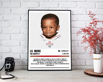 Poster de Lil Wayne | Affiche de l'album Tha Carter VI | Affiche de musique | Poster de la pochette de l'album | Décoration murale | Cadeau musique