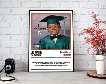 Poster de Lil Wayne | Affiche de l'album de Tha Carter IV | Affiche de musique | Poster de la pochette de l'album | Décoration murale | Cadeau musique