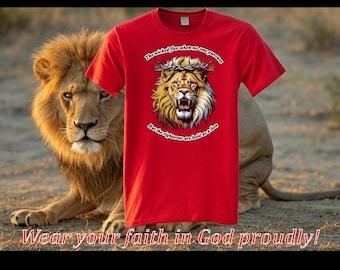 Bold Lion with Crown of Thorns Christian Scripture Unisex Softstyle T-Shirt, Religious Apparel, Christ is King, Armor of God Comfort Wear