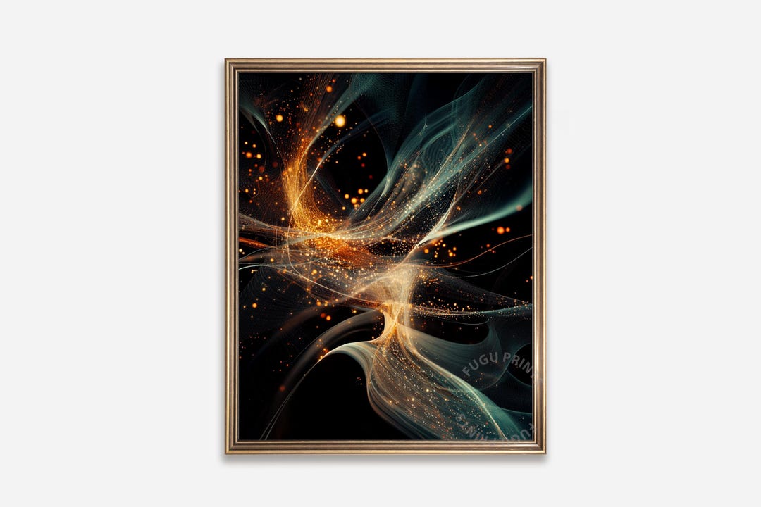 Abstract Digital Art - Gold & Teal - Printable Wall Art Download 293 - Etsy