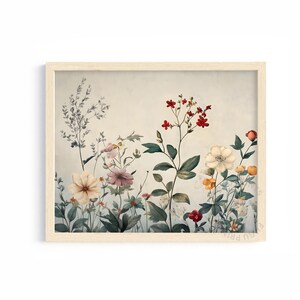 Botanical Print Digital Download, Vintage Wildflower Wall Art, Cottagecore Farmhouse Decor 140