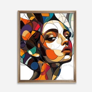 Geometric Woman - Digital Download, Abstract Portrait, Art Deco Printable Wall Art, Colorful Home Decor 236