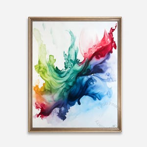 Rainbow Abstract Art Digital Print, Fluid Art Download, Modern Home Decor, Colorful Wall Art, Alcohol Ink Printable, Large Format 173
