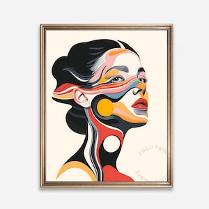 Abstract Woman - Digital Download - Colorful Portrait Printable Wall Art - Modern Art Print - Graphic Face Illustration 234