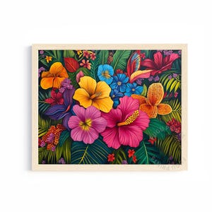 Tropical Pop Art Digital Print | Hibiscus Flower Wall Art | Vibrant Botanical Decor | Printable Wall Art 99