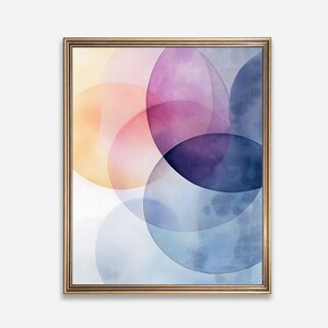 Abstract Circles Digital Art, Pastel Printable Wall Art, Modern Home Decor, Minimalist Print 175