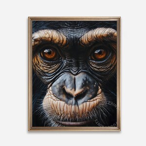 Chimpanzee Digital Art - Printable Monkey Portrait - Animal Wall Art - Home Decor - Wildlife Print 193