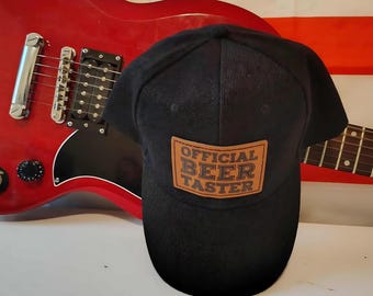 Official Beer Taster Hat | Funny Drinking Hat for Men | Laser Engraved Leather Patch Cap | Beer Lover Dad Hat | Party Gift for Him