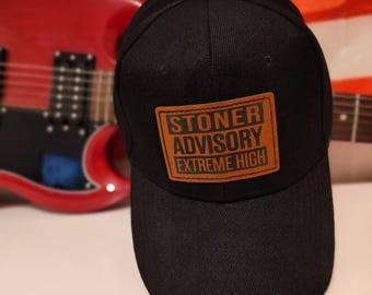 Stoner Advisory Extreme High Hat | Funny Baseball Cap | Cannabis Humor Hat | Stoner Gift | Custom Patch Cap | 420 Hat for Men & Women