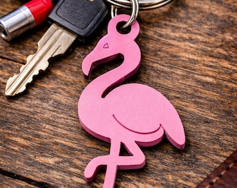 Pink Wooden Flamingo Keychain, Summer Purse Charm